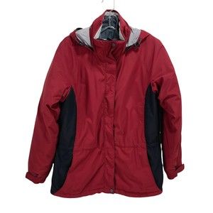 Sorel Womens Parka Jacket Size M Red Hooded Insulated Pockets Full Zipper Winter